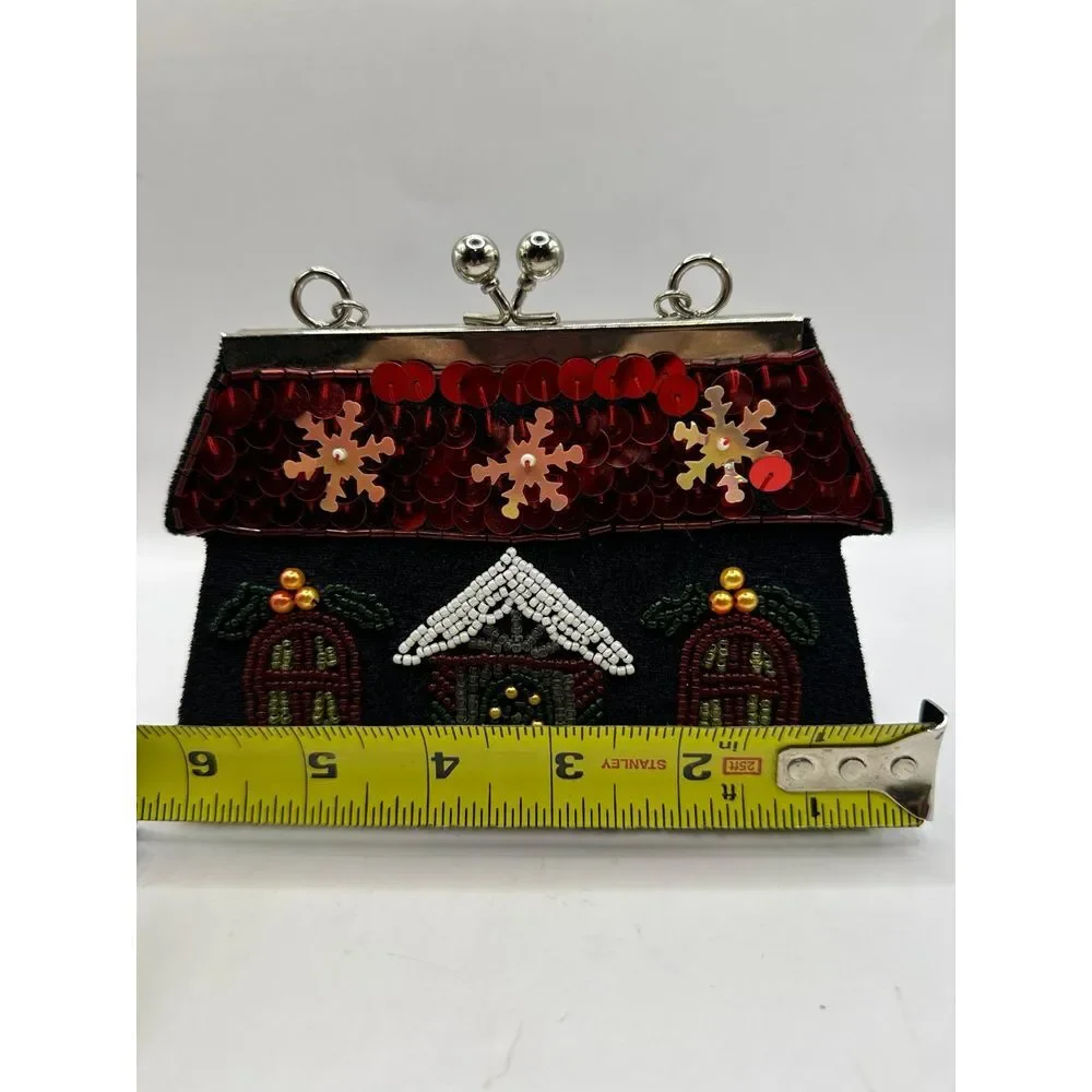 Little velvet and beads and sequins christmas kiss‎ lock purse
